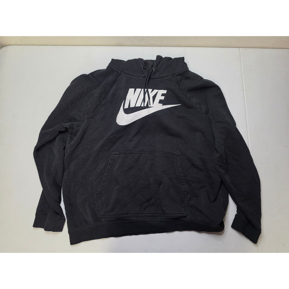 Nike Sportswear Mens Futura Logo Pullover Hoodie Black White Large